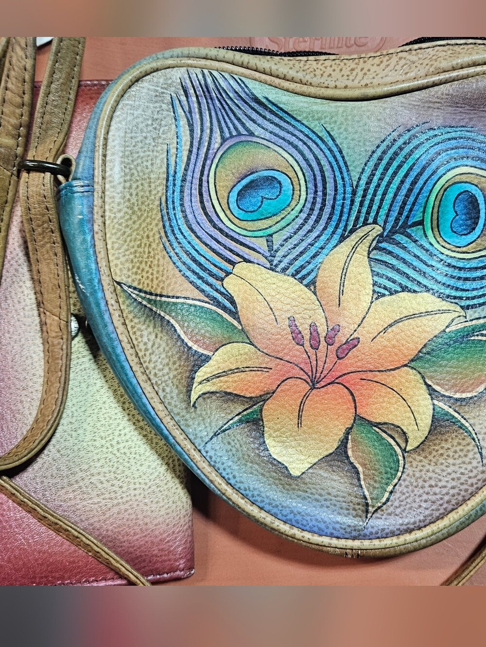 AnuschkaHand-Painted Floral Peacock  Bag - Multicolor And Wallet With Tags
